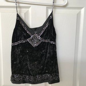 Bebe Velvet Top with Sequined Spaghetti Strap